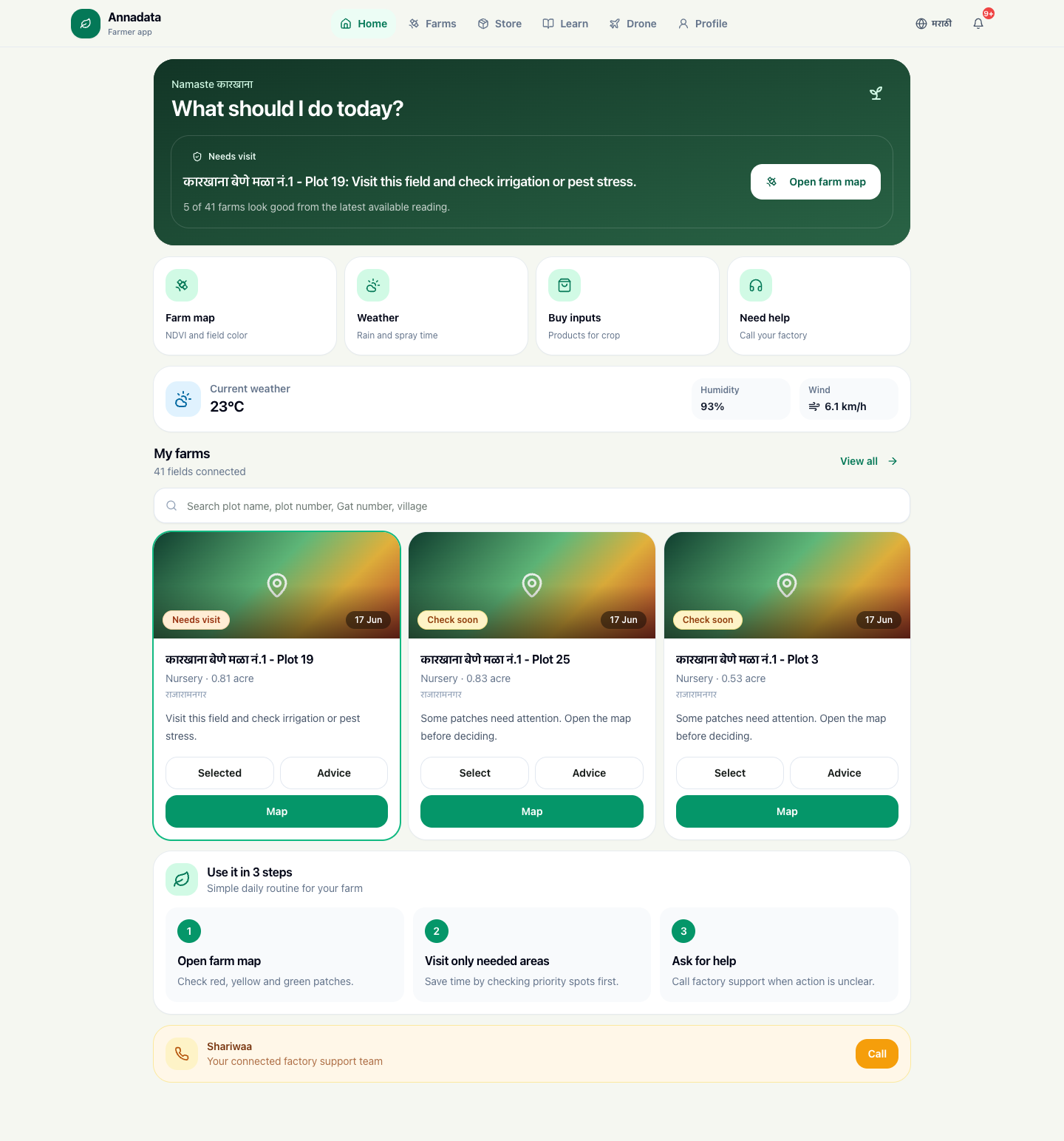 Annadata farmer dashboard